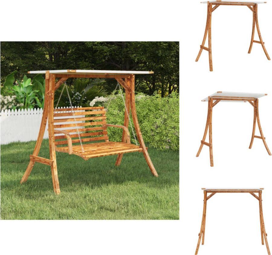 VidaXL Schommelframe Gebogen Hout Standaard 175x101x161.5cm Met Plat Dak en Teakafwerking Schommelstoel