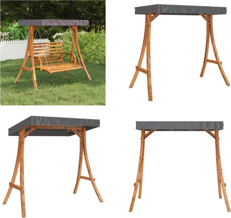 VidaXL Schommelframe met antracietkleur dak gebogen hout teakafwerking Schommelframe Schommelframes Schommel Frame Schommel Frames