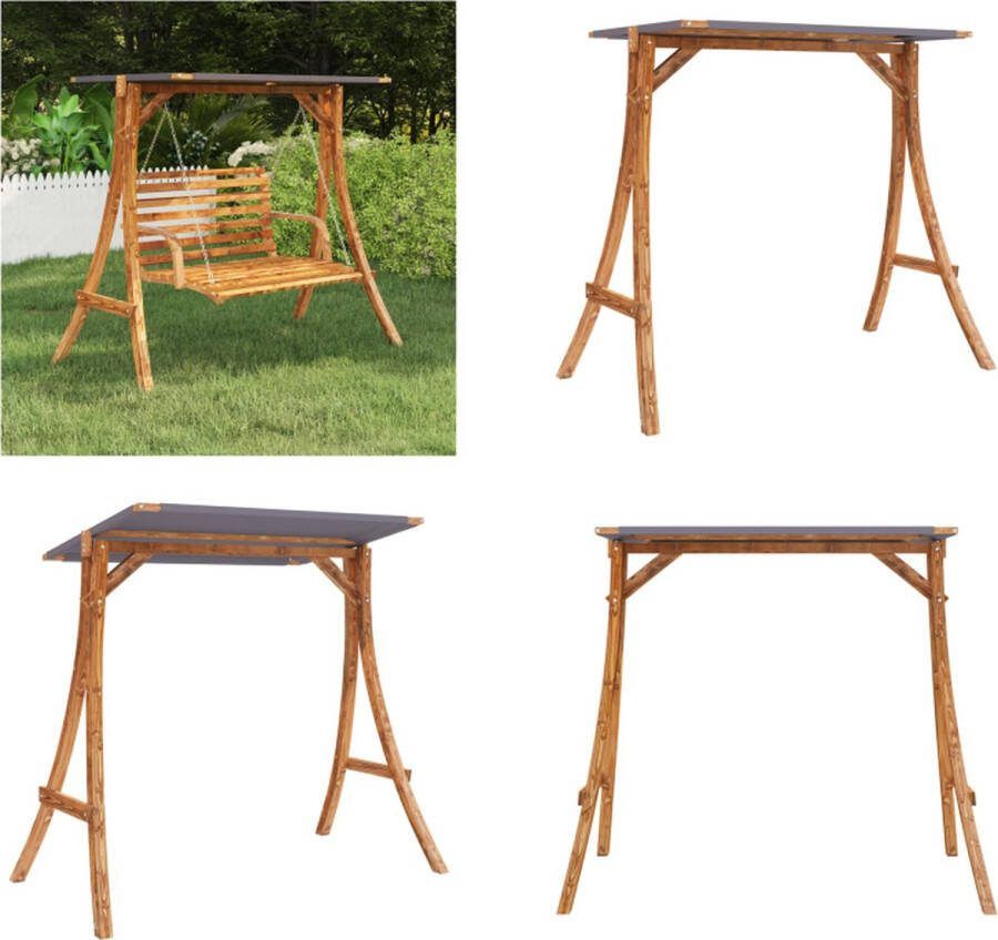 VidaXL Schommelframe met antracietkleur dak gebogen hout teakafwerking Schommelframe Schommelframes Schommel Frame Schommel Frames