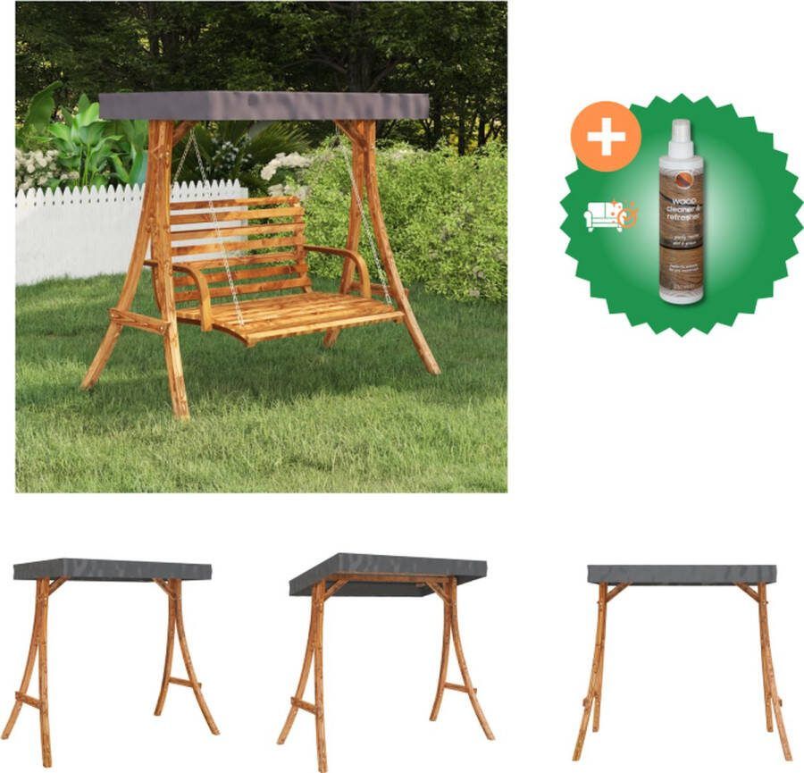 VidaXL Schommelframe met antracietkleur dak gebogen hout teakafwerking Schommelstoel Inclusief Houtreiniger en verfrisser