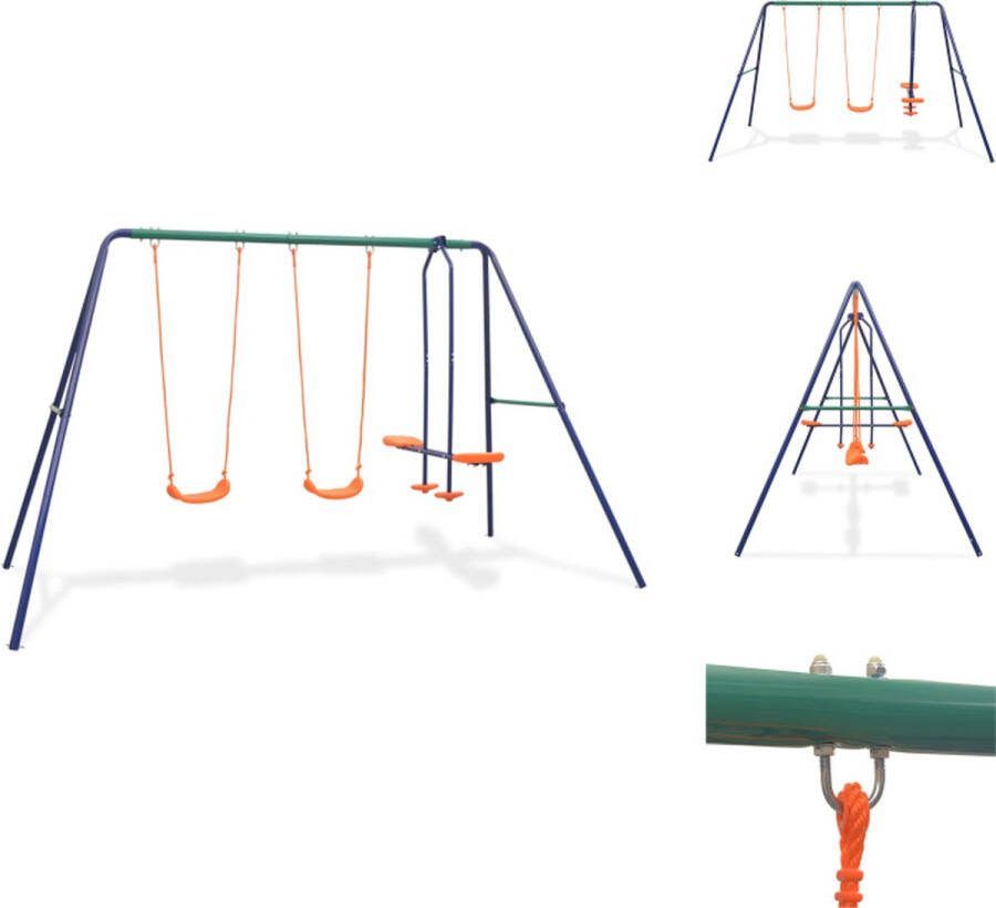 VidaXL Schommelset met 2 enkele schommels en face-to-face-schommel 324 x 155 x 182 cm duurzaam en weerbestendig Speeltoestellencombinatie
