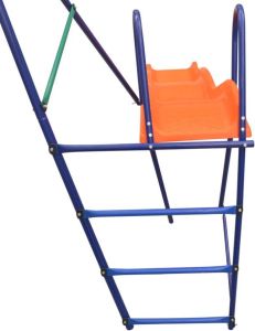 VIDAXL schommelset met glijbaan en 3 zitjes oranje