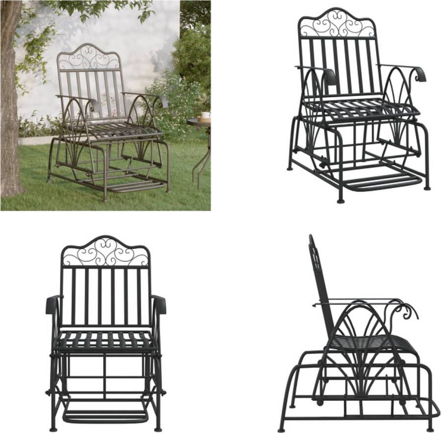 VidaXL Schommelstoel 61 cm staal zwart Schommelstoel Schommelstoelen Tuinstoel Tuinbank