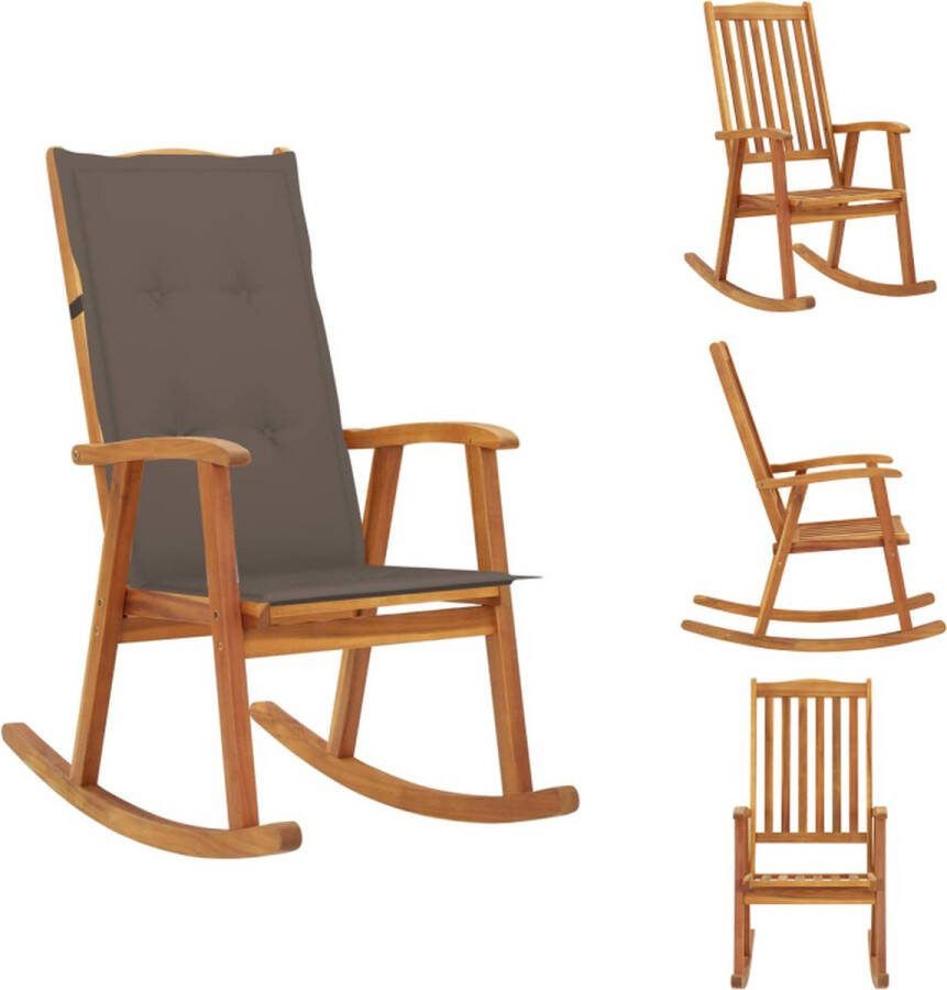 VidaXL Schommelstoel Acaciahout Vintage design Weerbestendig Inclusief kussens Tuinstoel