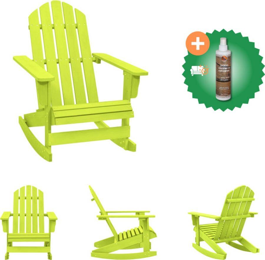 VidaXL Schommelstoel Adirondack Tuinmeubelen 70x91.5x92 cm Groen Tuinstoel Inclusief Houtreiniger en verfrisser