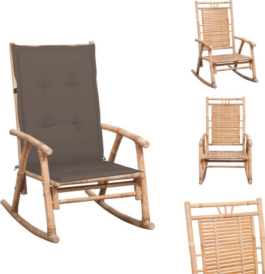 VidaXL Schommelstoel Bamboe 66 x 86 x 105 cm Waterdicht Kussen Tuinstoel