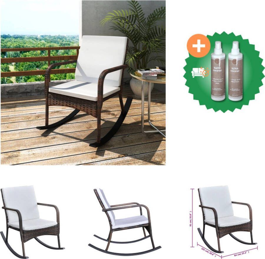 VidaXL Schommelstoel Bruin 64 x 101 x 91 cm Weerbestendig PE rattan Tuinstoel Inclusief Onderhoudsset