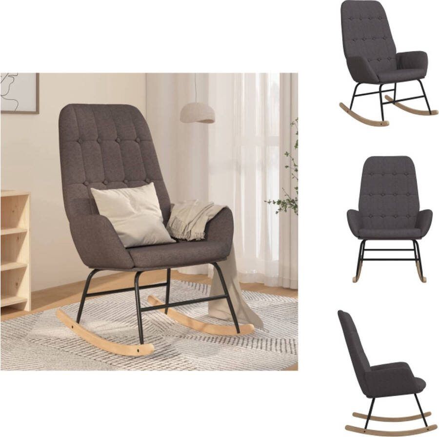 VidaXL Schommelstoel Donkergrijs 70x79x101 cm Stof Metaal Rubberwood Zitcomfort Schommelstoel