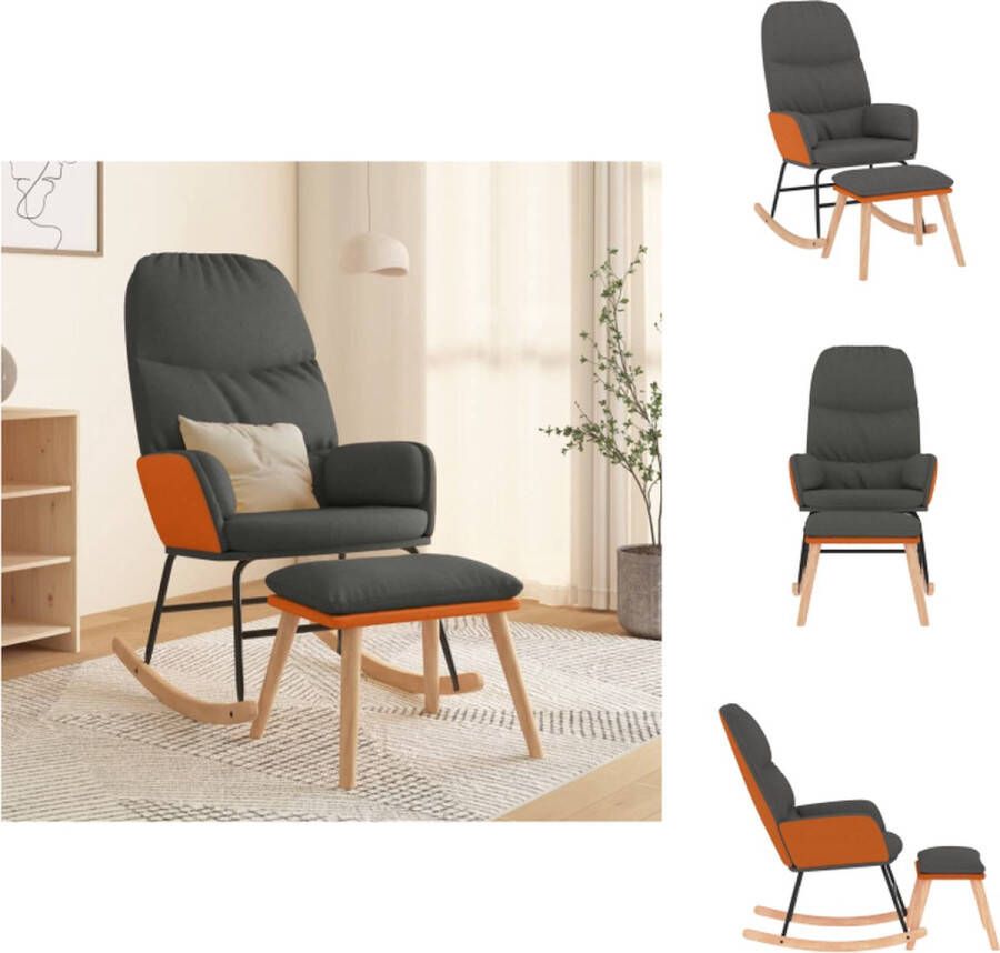 VidaXL Schommelstoel Donkergrijs Stof Kunstleer 70x79x105 cm Comfortabel en relaxt Montage vereist Schommelstoel