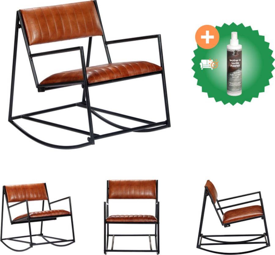 VidaXL Schommelstoel Modern Leer 54x75x70 cm Bruin Zwart Schommelstoel Inclusief Reiniger