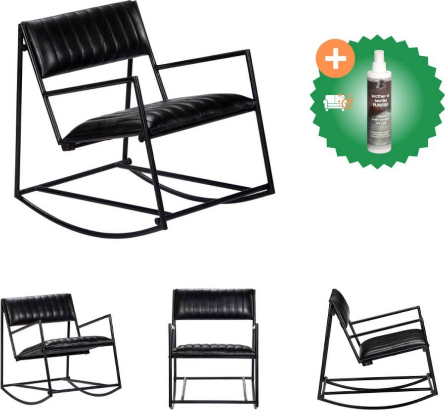 VidaXL Schommelstoel Leer en gepoedercoat ijzer 54x75x70 cm Schommelstoel Inclusief Reiniger
