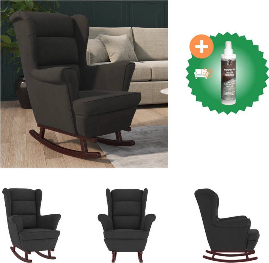VidaXL Schommelstoel Fauteuil 78x93x97 cm Zwart Fluweel Schommelstoel Inclusief Reiniger