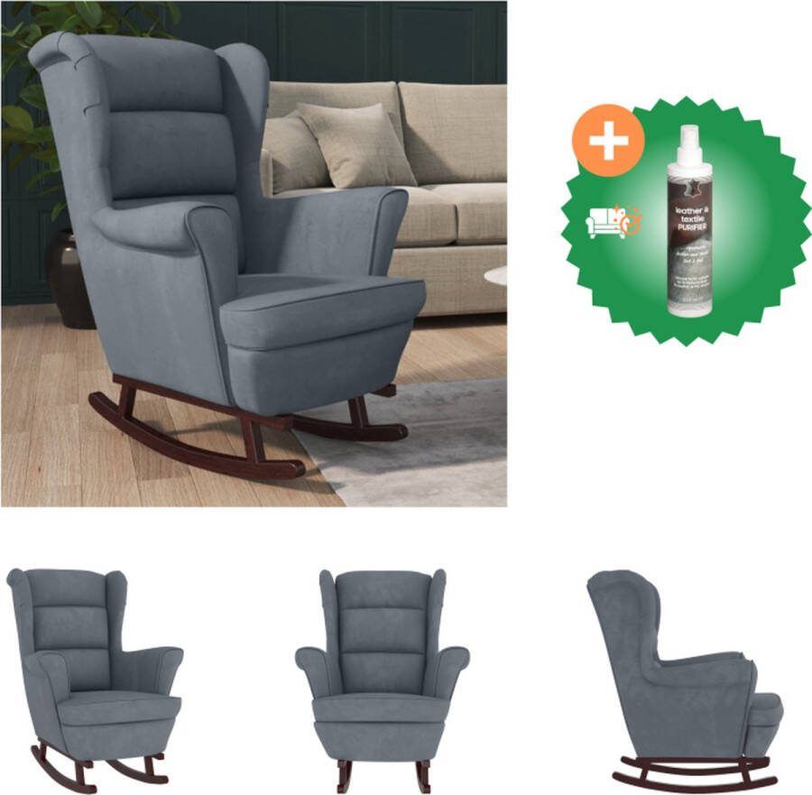 VidaXL Schommelstoel Fauteuil 78x93x97cm Fluweel Donkergrijs Schommelstoel Inclusief Reiniger