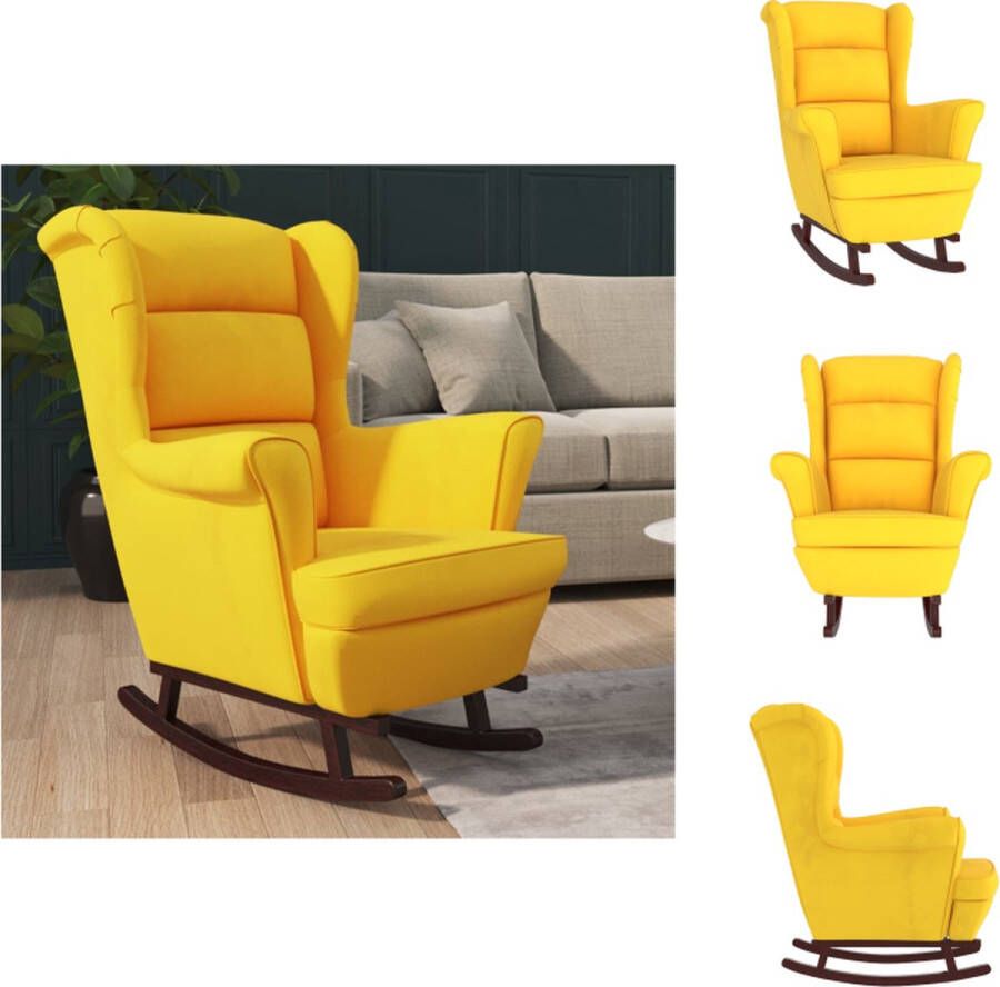 VidaXL Schommelstoel Fauteuil Geel Fluweel 78x93x97cm Massief rubberwood Montage vereist Schommelstoel