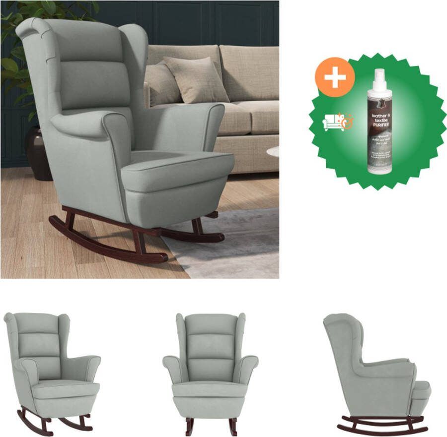 VidaXL Schommelstoel fauteuil lichtgrijs 78x93x97 cm fluweel Schommelstoel Inclusief Reiniger