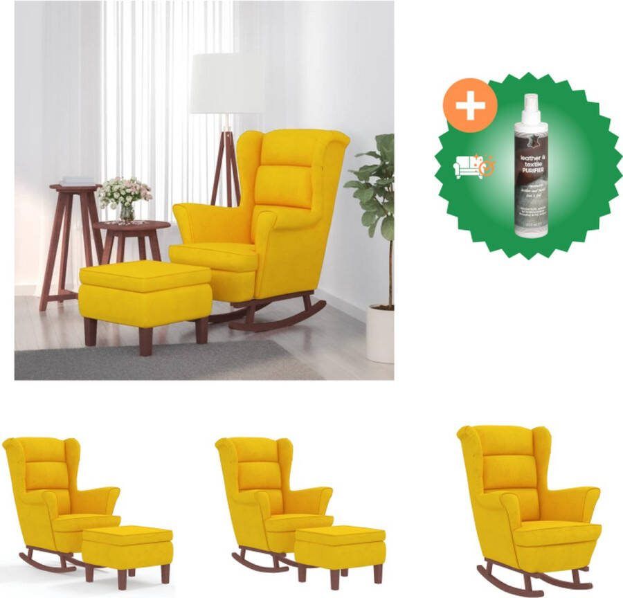 VidaXL Schommelstoel Fluweel 78x93x97 cm Geel Schommelstoel Inclusief Reiniger