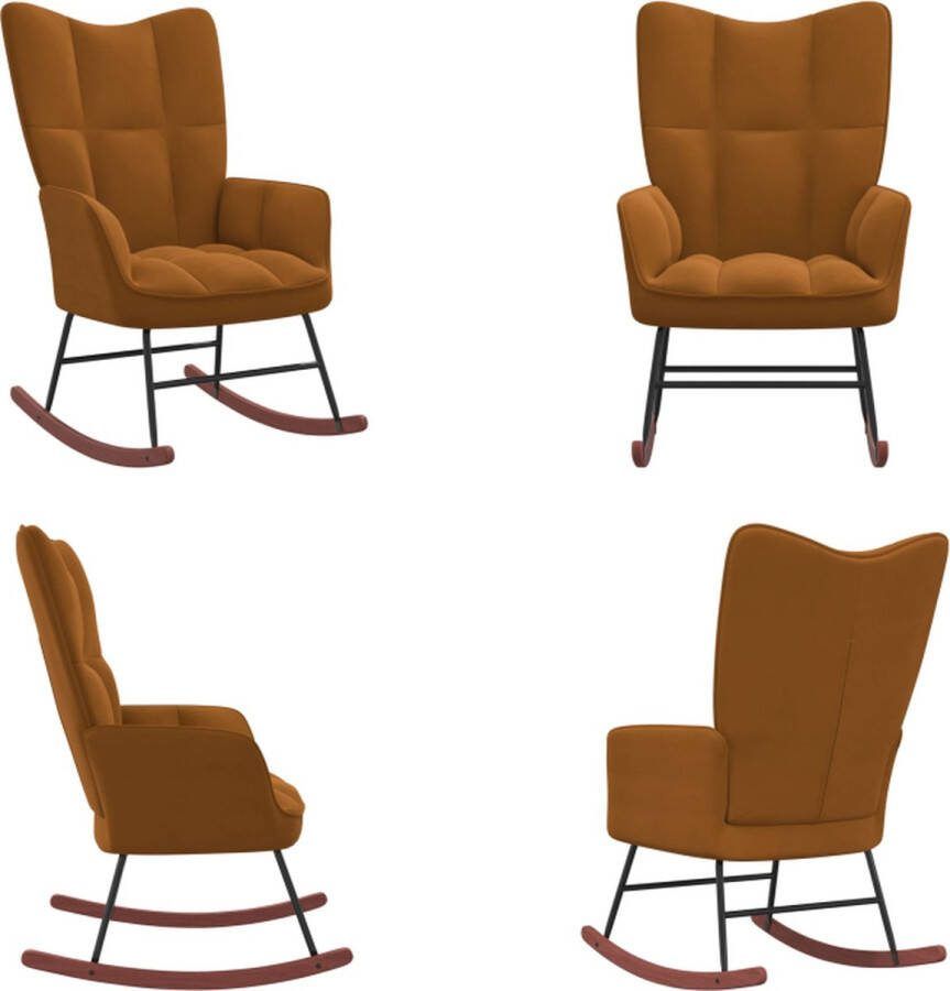VidaXL Schommelstoel fluweel bruin Schommelstoel Schommelstoelen Schommel Stoel Schommel Stoelen