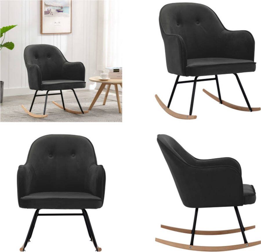 VidaXL Schommelstoel fluweel donkergrijs Schommelstoel Schommelstoelen Schommelende Stoel Schommelende Stoelen