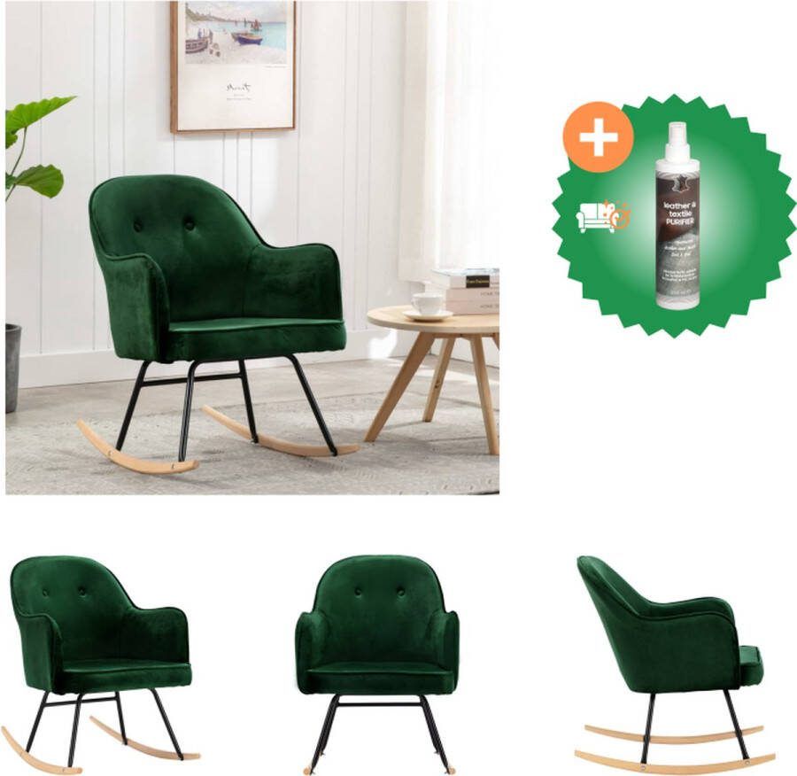 VidaXL Schommelstoel Fluweel Donkergroen 60 x 74 x 84 cm Draagvermogen 110 kg Schommelstoel Inclusief Reiniger