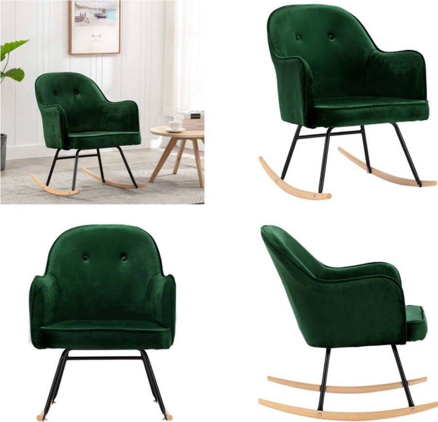 VidaXL Schommelstoel fluweel donkergroen Schommelstoel Schommelstoelen Schommelende Stoel Schommelende Stoelen
