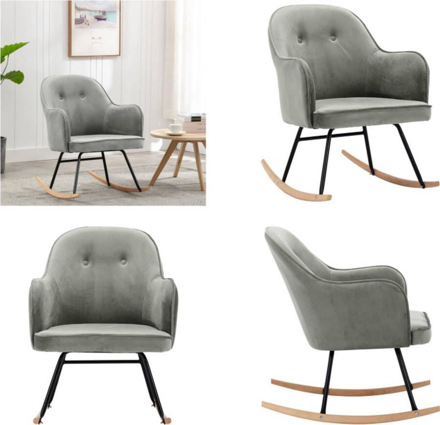VidaXL Schommelstoel fluweel grijs Schommelstoel Schommelstoelen Schommelende Stoel Schommelende Stoelen