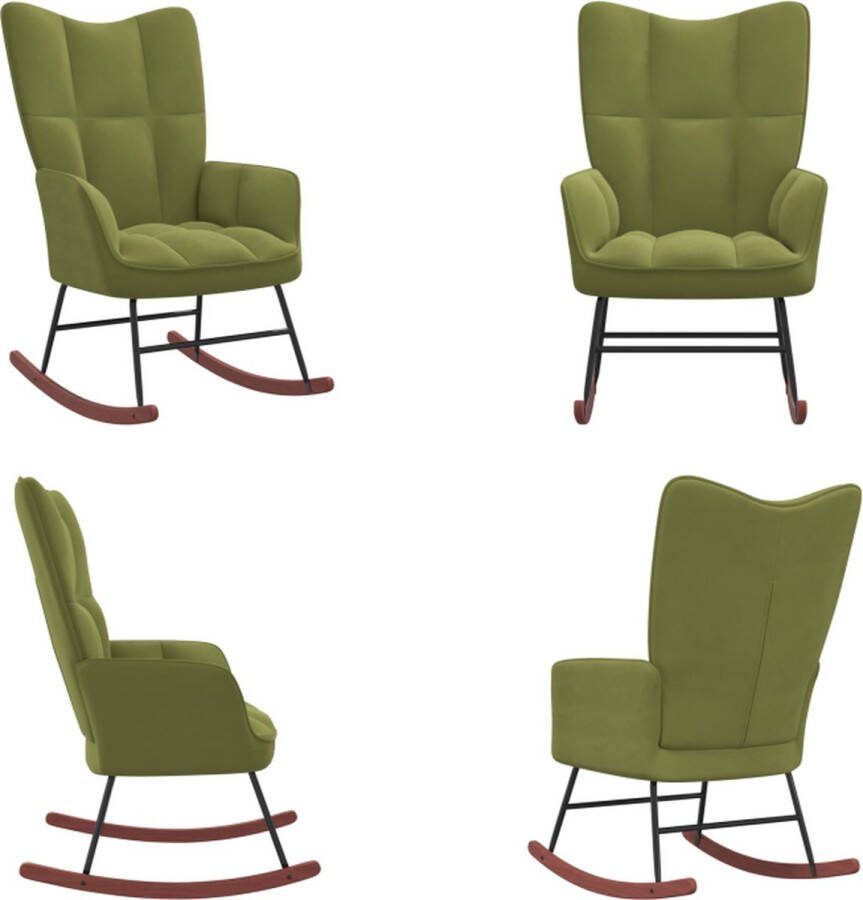 VidaXL Schommelstoel fluweel lichtgroen Schommelstoel Schommelstoelen Schommel Stoel Schommel Stoelen