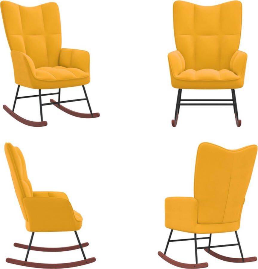 VidaXL Schommelstoel fluweel mosterdgeel Schommelstoel Schommelstoelen Schommel Stoel Schommel Stoelen