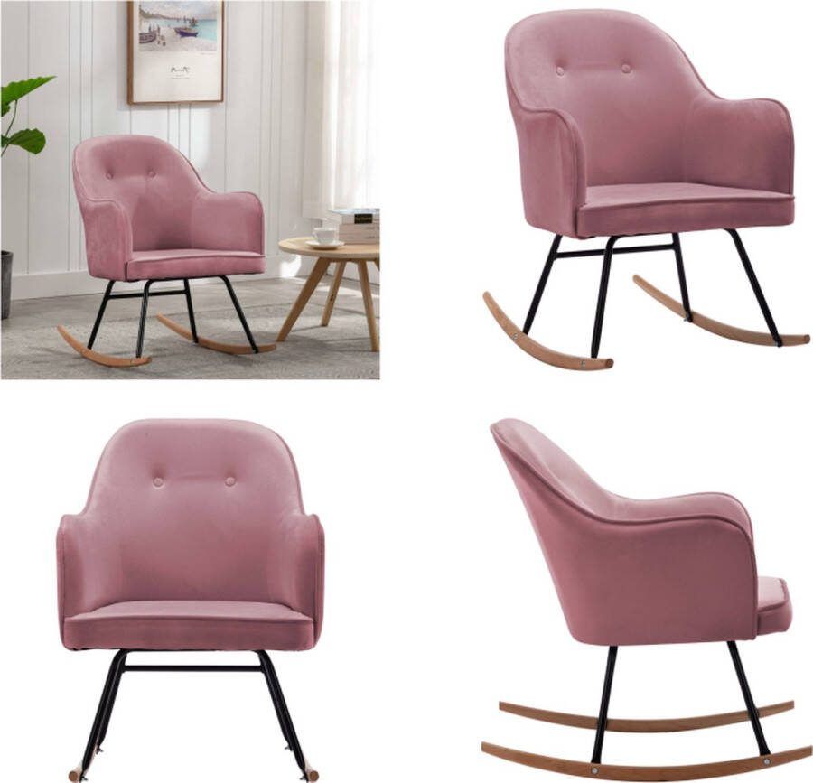 VidaXL Schommelstoel fluweel roze Schommelstoel Schommelstoelen Schommelende Stoel Schommelende Stoelen