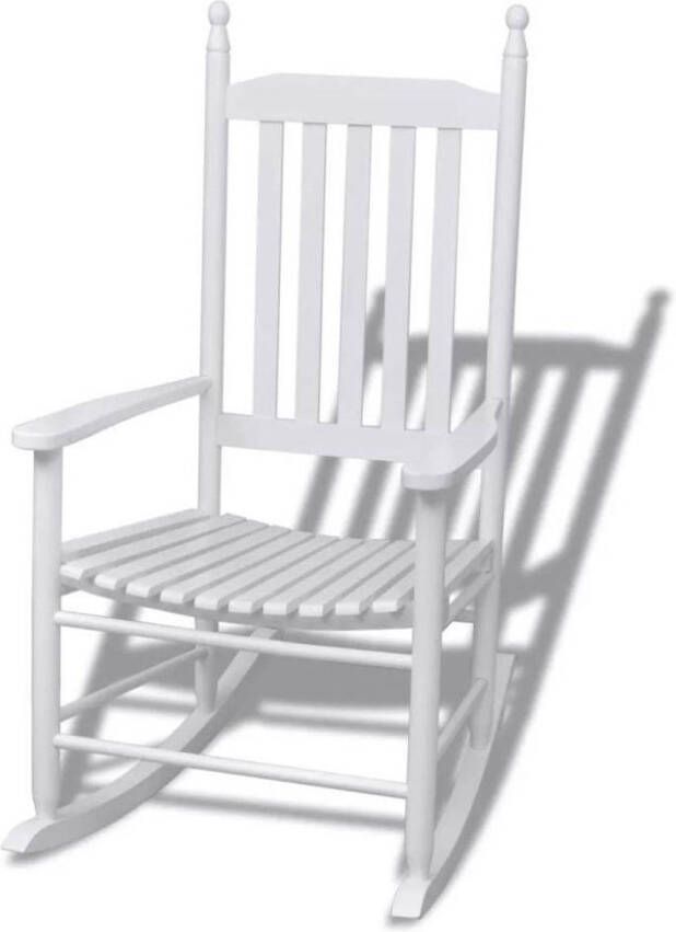 VidaXL Schommelstoel Houten schommelstoel wit met gebogen zitvlak