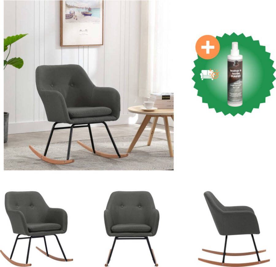 VidaXL Schommelstoel Huiselijk Comfort Donkergrijs 60 x 71 x 79 cm Stof Beukenhout Metaal Schommelstoel Inclusief Reiniger