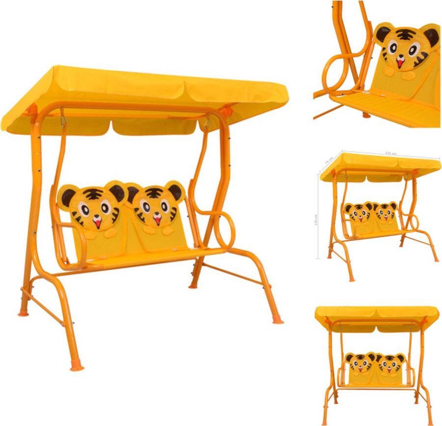 VidaXL Schommelstoel Kinderen Geel 115 x 75 x 110 cm Staal en 210D Oxford stof Schommelbank