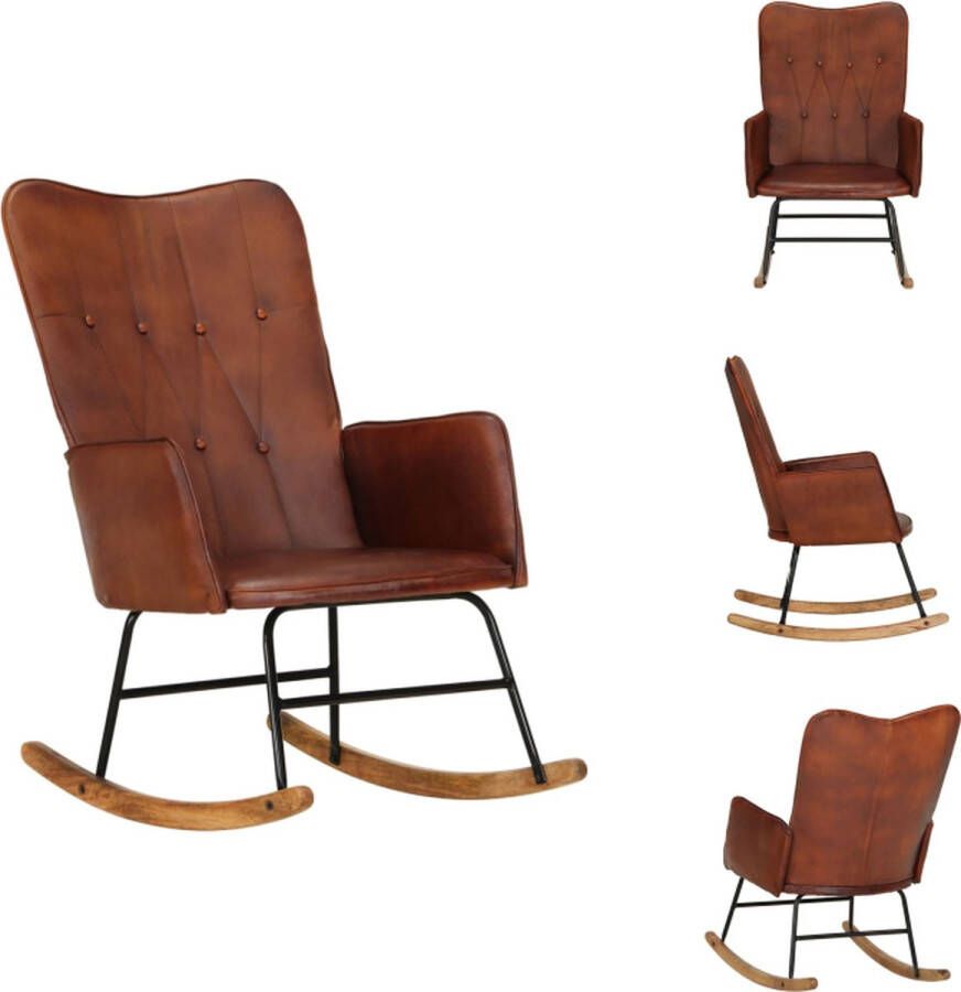 VidaXL Schommelstoel Leer Bruin 56 x 74 x 93 cm Schommelstoel
