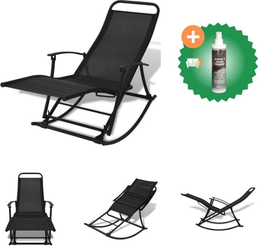 VidaXL Schommelstoel Lounge 150 x 64 x 83 cm Inklapbaar Staal Textileen Tuinstoel Inclusief Reiniger