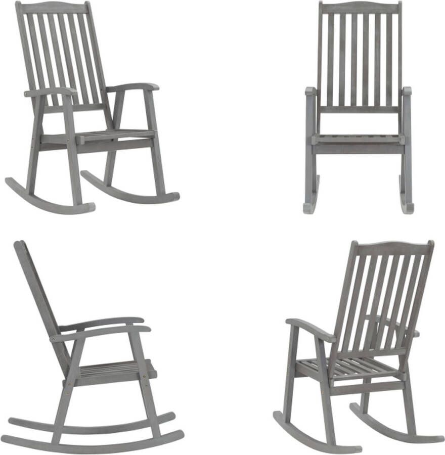 VidaXL Schommelstoel massief acaciahout grijs Schommelstoel Schommelstoelen Fauteuil Fauteuils