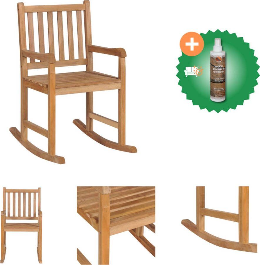 VidaXL Schommelstoel Massief teakhout Bruin 58 x 92.5 x 106 cm Tuinstoel Inclusief Houtreiniger en verfrisser