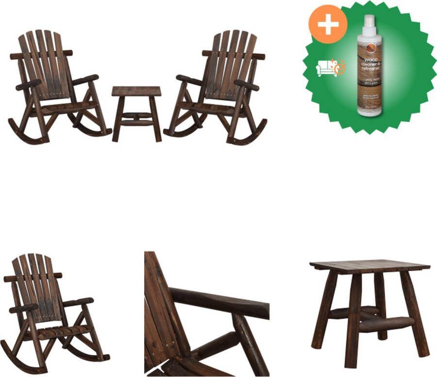 VidaXL Schommelstoel Massief Vurenhout 69 x 96 x 101 cm Adirondack Stijl Tuinset Inclusief Houtreiniger en verfrisser