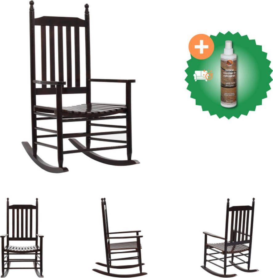 VidaXL Schommelstoel Vintage Hardhout 60.5 x 82 x 114 cm Bruin Tuinstoel Inclusief Houtreiniger en verfrisser