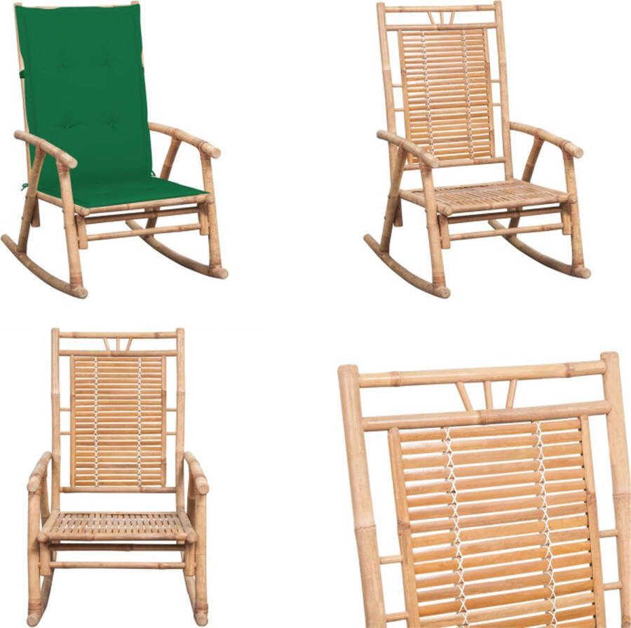 VidaXL Schommelstoel met kussen bamboe Schommelstoel Schommelstoelen Fauteuil Fauteuils