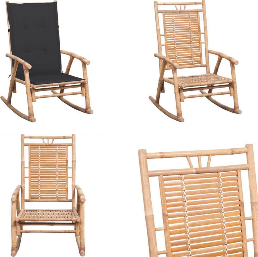 VidaXL Schommelstoel met kussen bamboe Schommelstoel Schommelstoelen Fauteuil Fauteuils