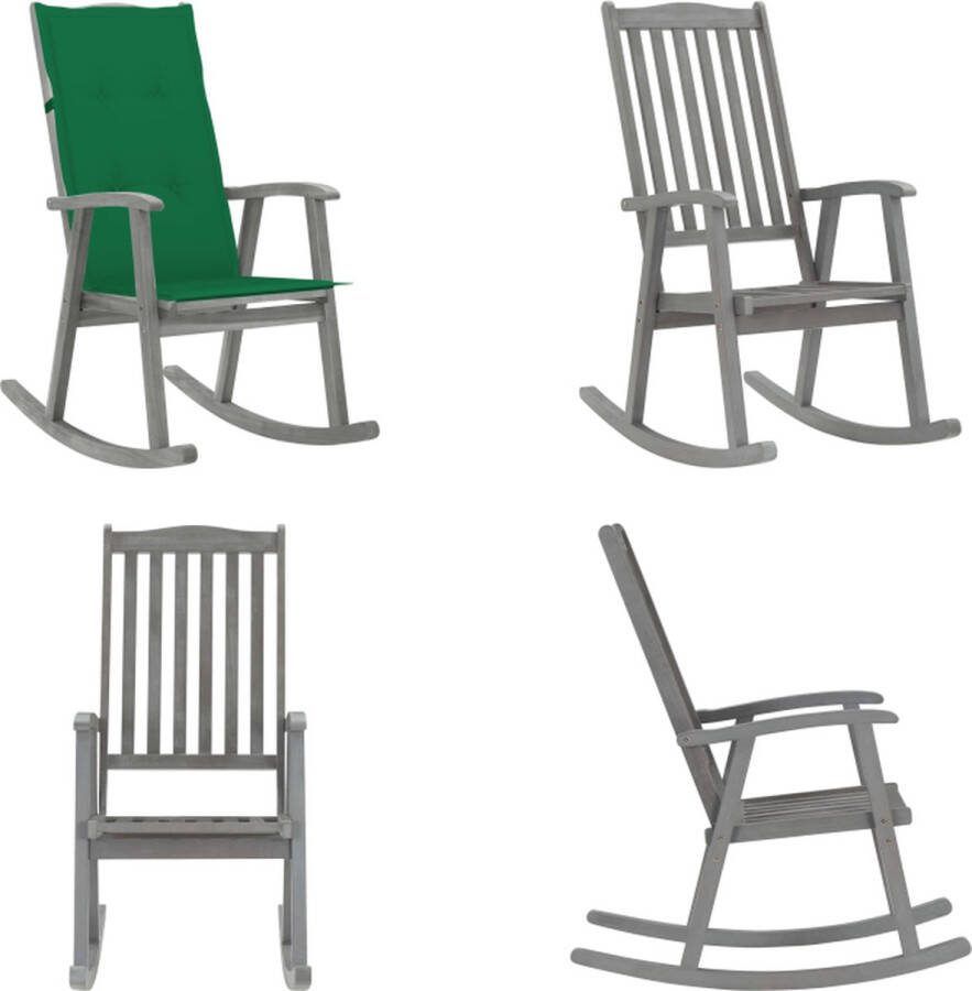 VidaXL Schommelstoel met kussens massief acaciahout grijs Schommelstoel Schommelstoelen Fauteuil Fauteuils