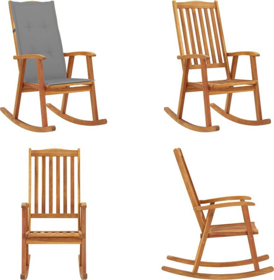 VidaXL Schommelstoel met kussens massief acaciahout Schommelstoel Schommelstoelen Fauteuil Fauteuils