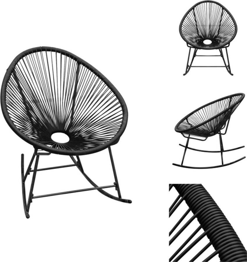 VidaXL schommelstoel ovaalvormig PE rattan zwart 72.5 x 77 x 90 cm Tuinstoel