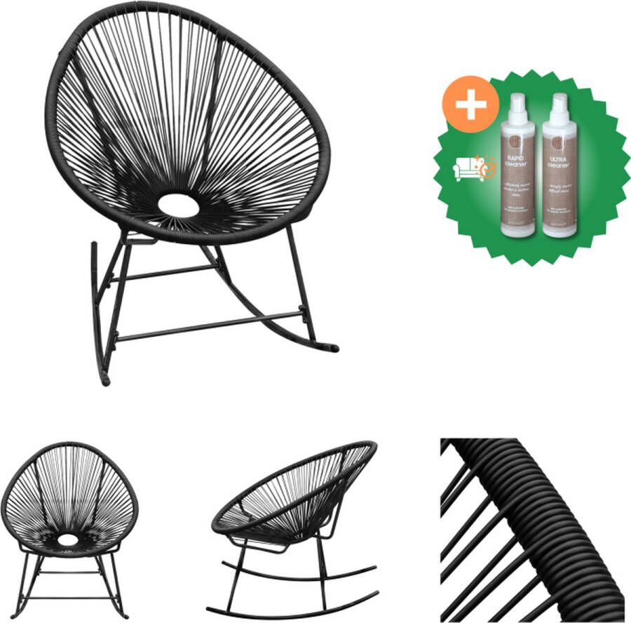 VidaXL schommelstoel ovaalvormig PE rattan zwart 72.5 x 77 x 90 cm Tuinstoel Inclusief Onderhoudsset