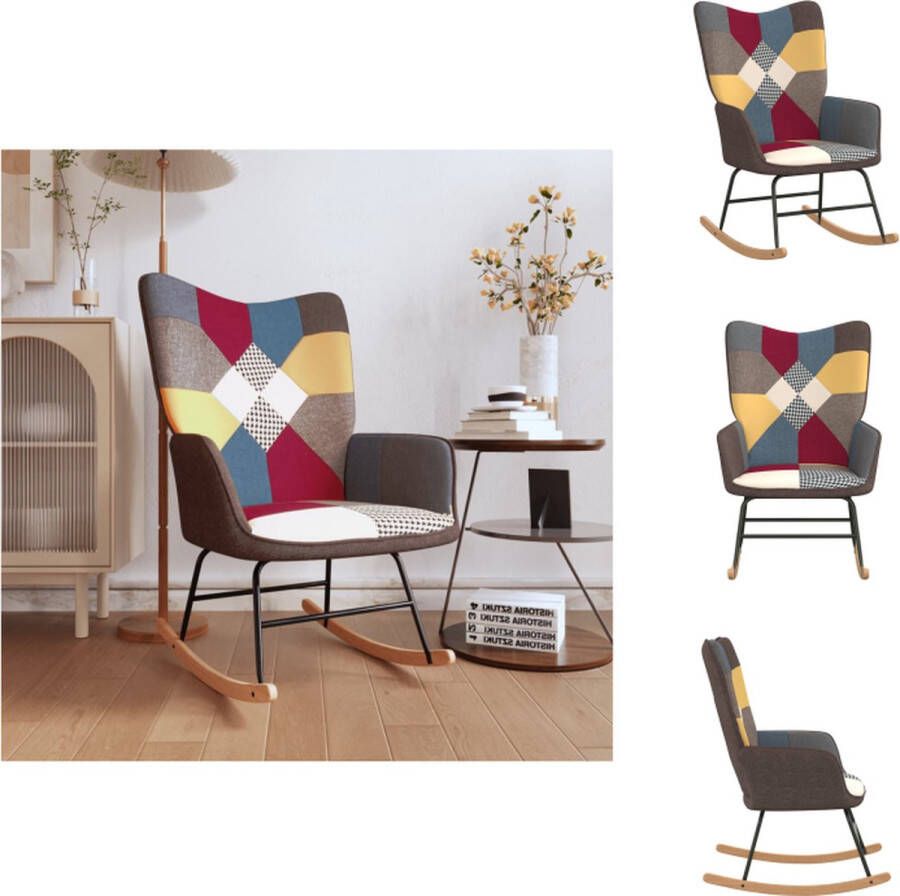 VidaXL Schommelstoel Patchwork Fauteuil 61 x 78 x 98 cm meerkleurig Schommelstoel