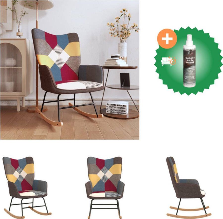 VidaXL Schommelstoel Patchwork Fauteuil 61 x 78 x 98 cm meerkleurig Schommelstoel Inclusief Reiniger