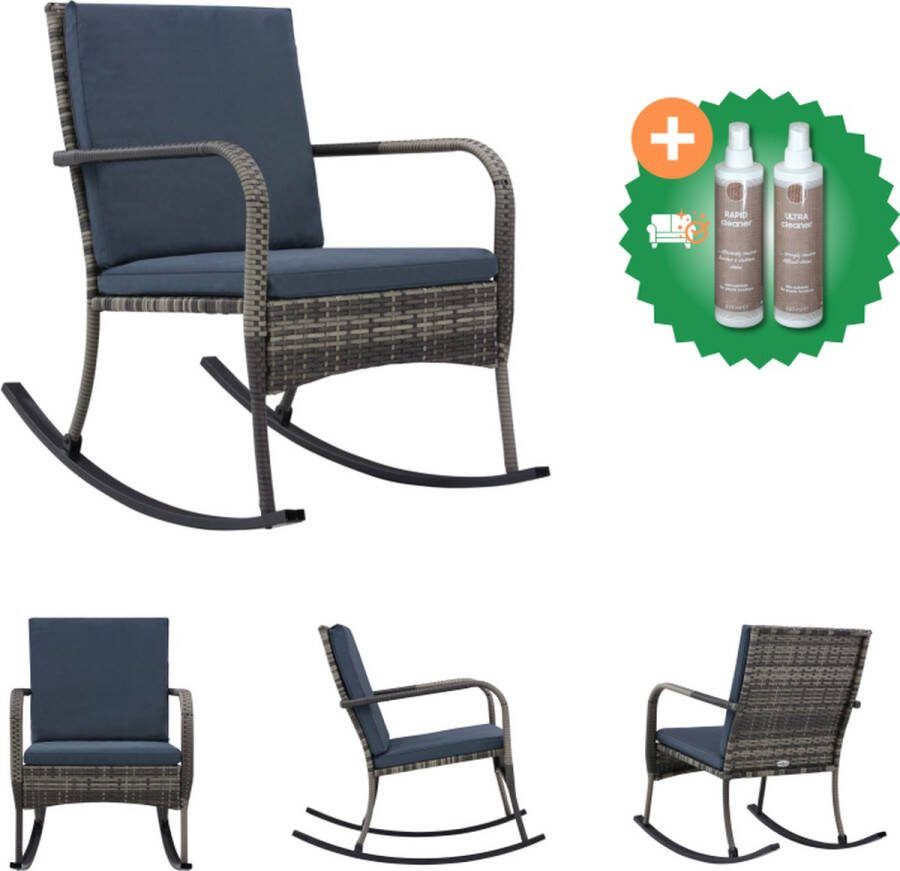 VidaXL Schommelstoel PE rattan 64x101x91 cm antraciet inclusief zitkussen en rugkussen Tuinstoel Inclusief Onderhoudsset