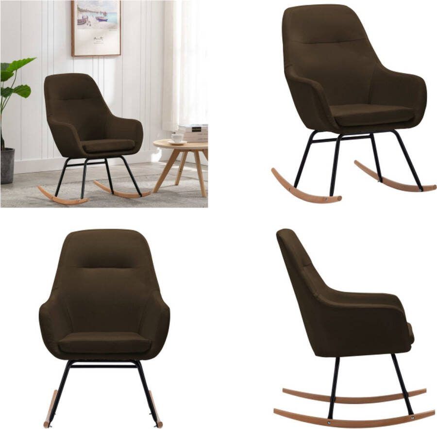VidaXL Schommelstoel stof bruin Schommelstoel Schommelstoelen Schommelende Stoel Schommelende Stoelen