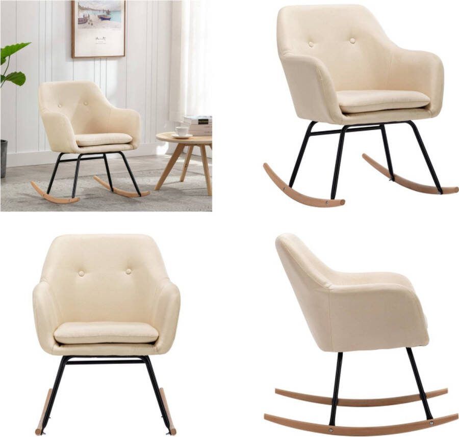 VidaXL Schommelstoel stof crème Schommelstoel Schommelstoelen Schommelende Stoel Schommelende Stoelen