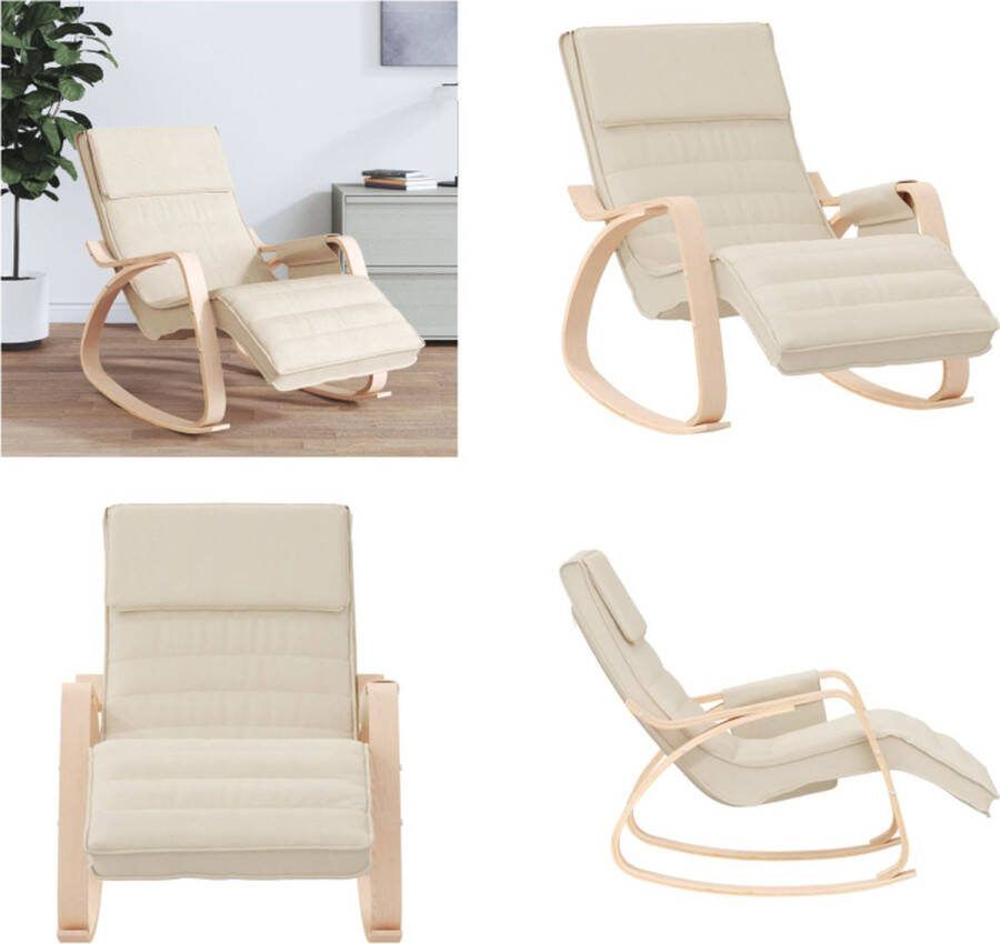 VidaXL Schommelstoel stof crèmekleurig Schommelstoel Schommelstoelen Fauteuil Loungestoel