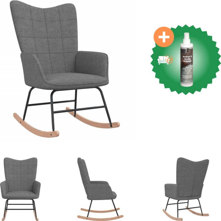 VidaXL Schommelfauteuil Blokpatroon 61x78x98cm Donkergrijs Schommelstoel Inclusief Reiniger